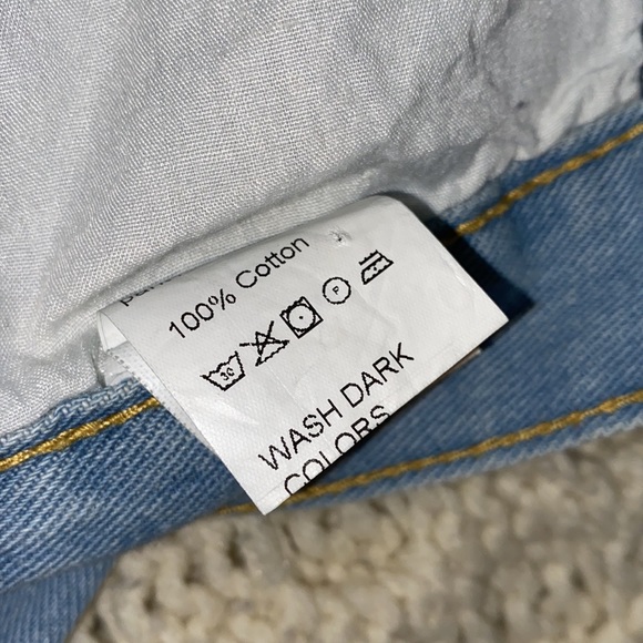 Boho high rise distressed sunflower daisy floral patch 70’s jeans size XLarge - Picture 6 of 8